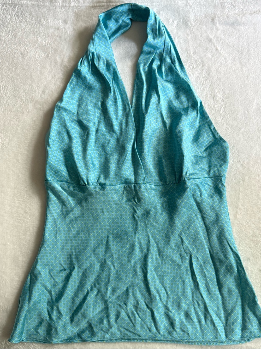 Aqua Halter Women’s Silk Top Express